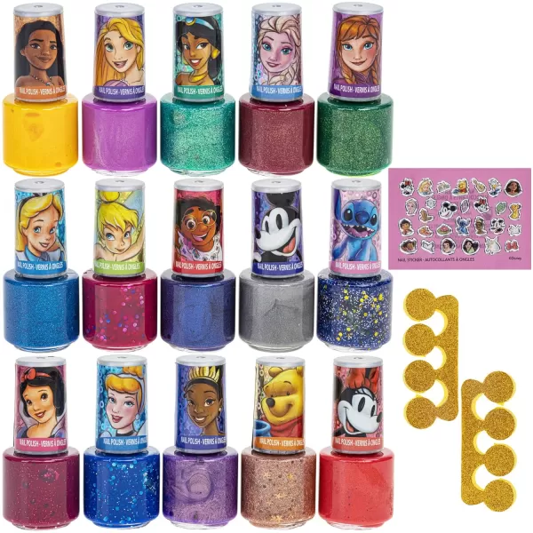 Disney 100 Kids Nail Polish Set with Glittery and Opaque Colors with Nail Stickers for Girls Kids Ages 3 Perfect for Parties Sleepovers and Makeovers 18 PcsDisney 100 Kids Nail Polish Set with Glittery and Opaque Colors with Nail Stickers for Girls Kids Ages 3 Perfect for Parties Sleepovers and Makeovers 18 Pcs