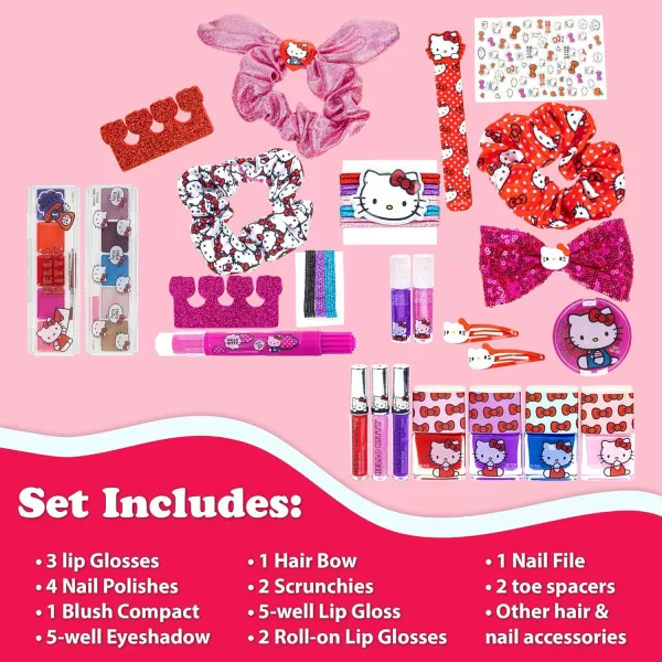 Hello Kitty  Townley Girl Train Case Cosmetic Makeup Set Includes Lip Gloss Eye Shimmer Nail Polish Hair Accessories amp More For Girls Ages 3 Perfect for Parties amp MakeoversHello Kitty  Townley Girl Train Case Cosmetic Makeup Set Includes Lip Gloss Eye Shimmer Nail Polish Hair Accessories amp More For Girls Ages 3 Perfect for Parties amp Makeovers