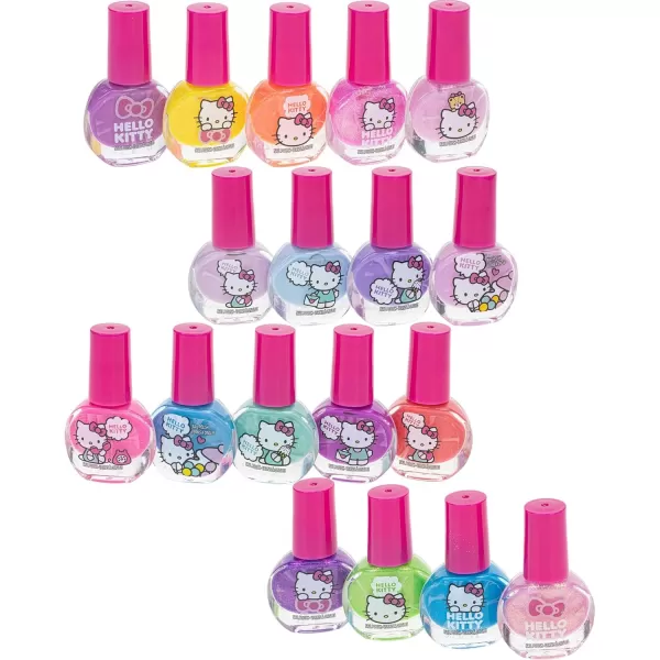 Hello Kitty NonToxic WaterBased PeelOff Nail Polish Set with Glittery Shimmery amp Opaque Colors for Girl Kids Ages 3 Perfect for Parties Sleepovers amp Makeovers 18 PcsHello Kitty NonToxic WaterBased PeelOff Nail Polish Set with Glittery Shimmery amp Opaque Colors for Girl Kids Ages 3 Perfect for Parties Sleepovers amp Makeovers 18 Pcs