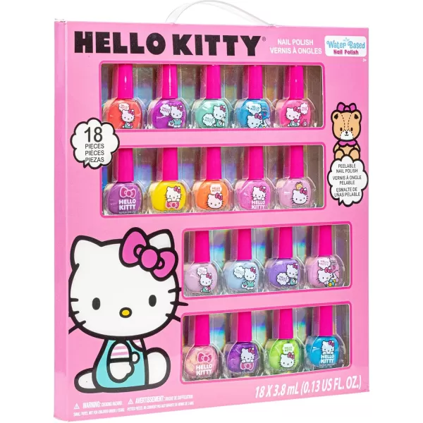 Hello Kitty NonToxic WaterBased PeelOff Nail Polish Set with Glittery Shimmery amp Opaque Colors for Girl Kids Ages 3 Perfect for Parties Sleepovers amp Makeovers 18 PcsHello Kitty NonToxic WaterBased PeelOff Nail Polish Set with Glittery Shimmery amp Opaque Colors for Girl Kids Ages 3 Perfect for Parties Sleepovers amp Makeovers 18 Pcs