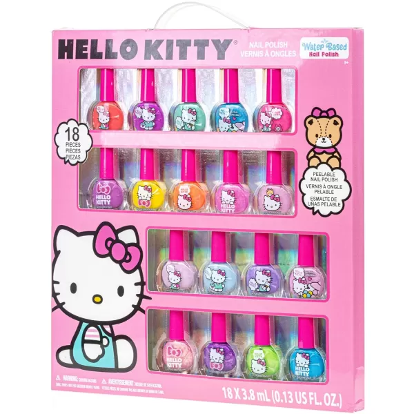 Hello Kitty NonToxic WaterBased PeelOff Nail Polish Set with Glittery Shimmery amp Opaque Colors for Girl Kids Ages 3 Perfect for Parties Sleepovers amp Makeovers 18 PcsHello Kitty NonToxic WaterBased PeelOff Nail Polish Set with Glittery Shimmery amp Opaque Colors for Girl Kids Ages 3 Perfect for Parties Sleepovers amp Makeovers 18 Pcs