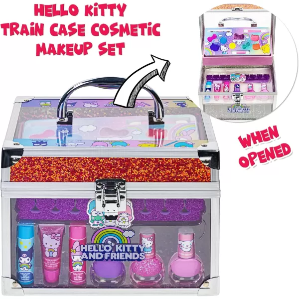 Hello Kitty amp Friends  Townley Girl Train Case Makeup Set for Kids Includes Lip Gloss Eye Shimmer Nail Polish Brushes and More Perfect for Parties Sleepovers and Makeovers NonToxic Ages 3Hello Kitty amp Friends  Townley Girl Train Case Makeup Set for Kids Includes Lip Gloss Eye Shimmer Nail Polish Brushes and More Perfect for Parties Sleepovers and Makeovers NonToxic Ages 3