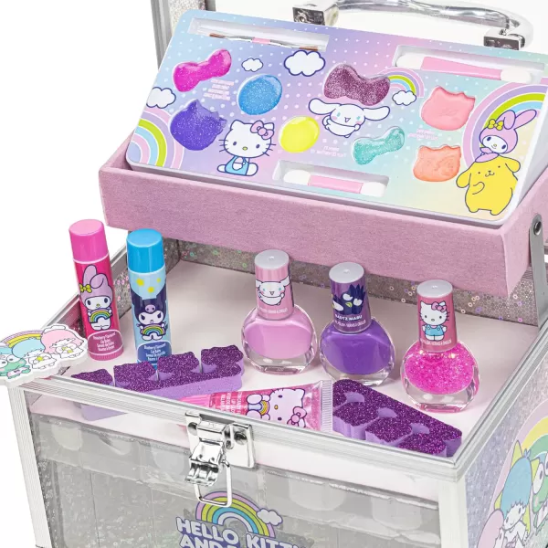 Hello Kitty amp Friends  Townley Girl Train Case Makeup Set for Kids Includes Lip Gloss Eye Shimmer Nail Polish Brushes and More Perfect for Parties Sleepovers and Makeovers NonToxic Ages 3Hello Kitty amp Friends  Townley Girl Train Case Makeup Set for Kids Includes Lip Gloss Eye Shimmer Nail Polish Brushes and More Perfect for Parties Sleepovers and Makeovers NonToxic Ages 3