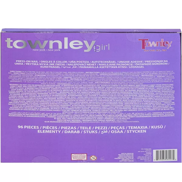 Townley Girl 96 PC Press On Nails Set Glitter and Glam False Nails Set for Tweens with PreGlue Full Cover Acrylic Nail Tip Kit Great for Gifts Parties Sleepovers and MakeoversPurple