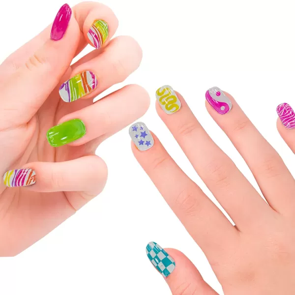 Townley Girl 96 PC Press On Nails Set Glitter and Glam False Nails Set for Tweens with PreGlue Full Cover Acrylic Nail Tip Kit Great for Gifts Parties Sleepovers and MakeoversRainbow