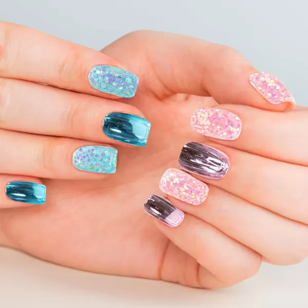 Townley Girl 96 PC Press On Nails Set Glitter and Glam False Nails Set for Tweens with PreGlue Full Cover Acrylic Nail Tip Kit Great for Gifts Parties Sleepovers and MakeoversPurple