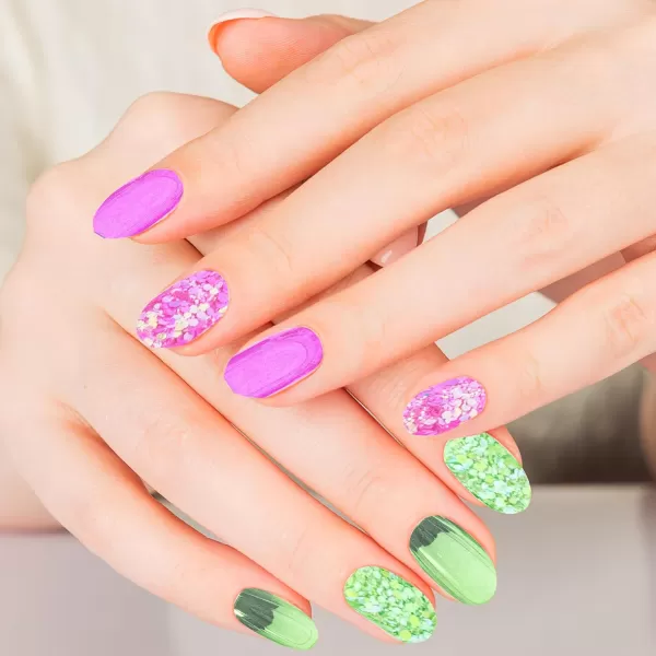 Townley Girl 96 PC Press On Nails Set Glitter and Glam False Nails Set for Tweens with PreGlue Full Cover Acrylic Nail Tip Kit Great for Gifts Parties Sleepovers and MakeoversPurple
