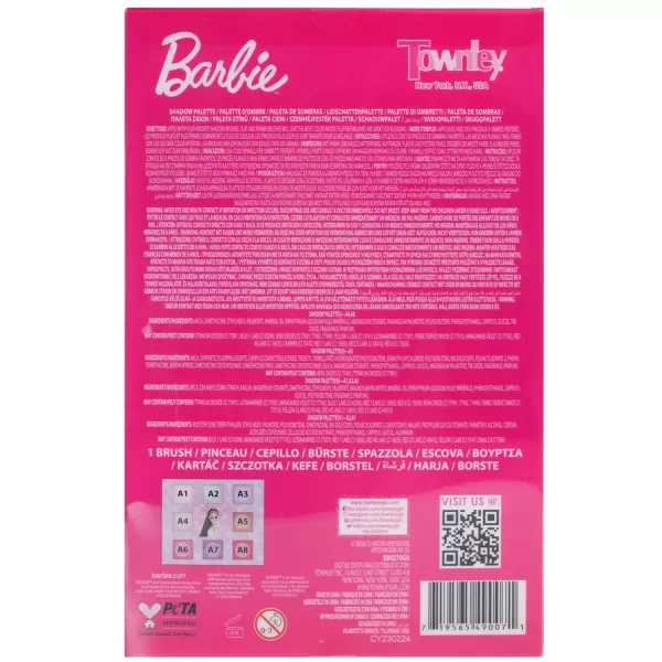 Townley Girl Barbie 8Well Eyeshadow Palette Shimmery Colors Pigmented Blendable 1 Application Brush NonToxic 8 Perfect for Parties Sleepovers amp MakeoversTownley Girl Barbie 8Well Eyeshadow Palette Shimmery Colors Pigmented Blendable 1 Application Brush NonToxic 8 Perfect for Parties Sleepovers amp Makeovers