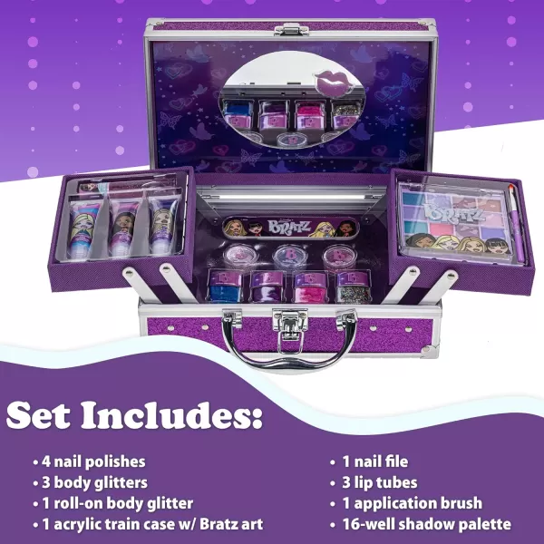 Townley Girl Bratz Train Case Cosmetic Makeup Set Includes Lip Gloss Eye Shimmer Brush Nail Polish Accessories amp more for Girls Ages 16 perfect for Parties Sleepovers amp MakeoversTownley Girl Bratz Train Case Cosmetic Makeup Set Includes Lip Gloss Eye Shimmer Brush Nail Polish Accessories amp more for Girls Ages 16 perfect for Parties Sleepovers amp Makeovers