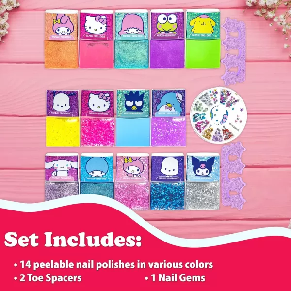 Townley Girl Hello Kitty and Friends PeelOff Nail Polish Set with Glittery Shimmery amp Opaque Colors amp Nail Accessories for Girls Ages 3 For Parties amp Makeovers 18 Pc SetTownley Girl Hello Kitty and Friends PeelOff Nail Polish Set with Glittery Shimmery amp Opaque Colors amp Nail Accessories for Girls Ages 3 For Parties amp Makeovers 18 Pc Set