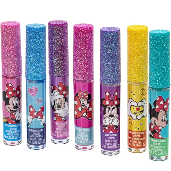 Townley Girl Super Sparkly Lip Gloss Set Featuring Disney Minnie Mouse  7 Fun Flavors for Girls Ideal for Sleepovers Makeovers and GiftsMinnie Mouse 005 Fl Oz Pack of 7