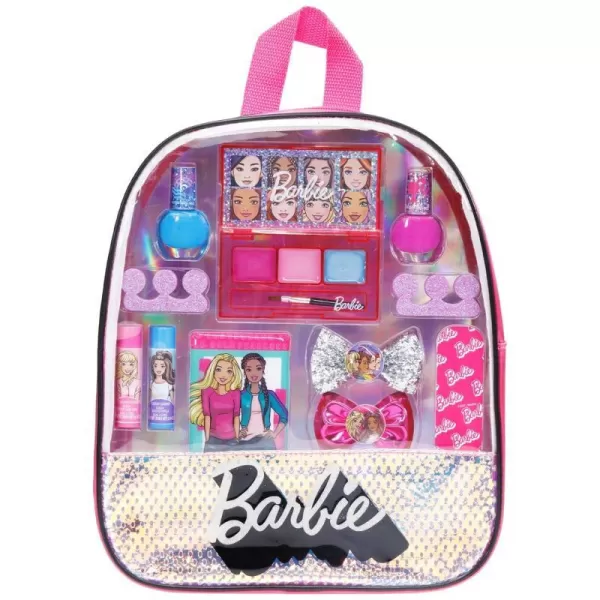 Barbie  Townley Girl Makeup Filled Backpack Set with 12 Pieces Including Lip Balm Nail Polish Nail File Hair Bows and Other Accessories Ages 3 for Parties Sleepovers and MakeoversVERSION 1