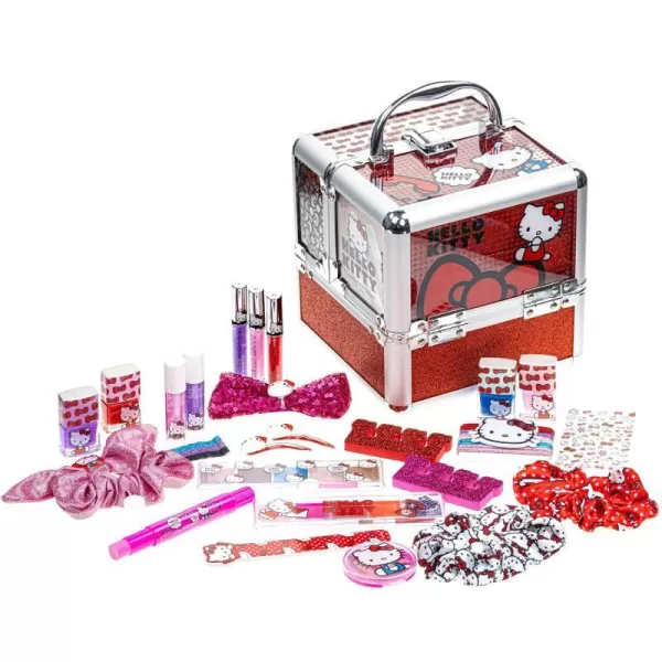 Hello Kitty  Townley Girl Train Case Cosmetic Makeup Set Includes Lip Gloss Eye Shimmer Nail Polish Hair Accessories amp More For Girls Ages 3 Perfect for Parties amp MakeoversHello Kitty  Townley Girl Train Case Cosmetic Makeup Set Includes Lip Gloss Eye Shimmer Nail Polish Hair Accessories amp More For Girls Ages 3 Perfect for Parties amp Makeovers