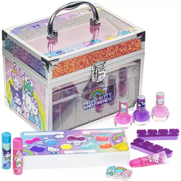 Hello Kitty amp Friends  Townley Girl Train Case Makeup Set for Kids Includes Lip Gloss Eye Shimmer Nail Polish Brushes and More Perfect for Parties Sleepovers and Makeovers NonToxic Ages 3Hello Kitty amp Friends  Townley Girl Train Case Makeup Set for Kids Includes Lip Gloss Eye Shimmer Nail Polish Brushes and More Perfect for Parties Sleepovers and Makeovers NonToxic Ages 3