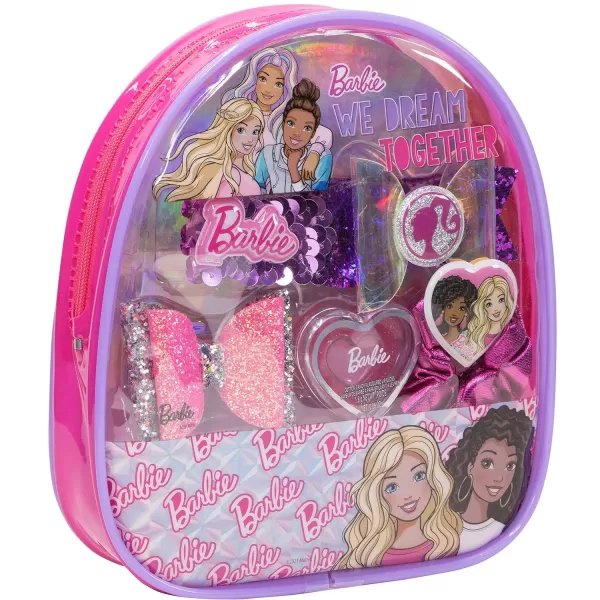 Barbie  Townley Girl Backpack Cosmetic Makeup Gift Bag Set includes Hair Accessories and Printed PVC Backpack for Kids Girls Ages 3 perfect for Parties Sleepovers and MakeoversBarbie  Townley Girl Backpack Cosmetic Makeup Gift Bag Set includes Hair Accessories and Printed PVC Backpack for Kids Girls Ages 3 perfect for Parties Sleepovers and Makeovers