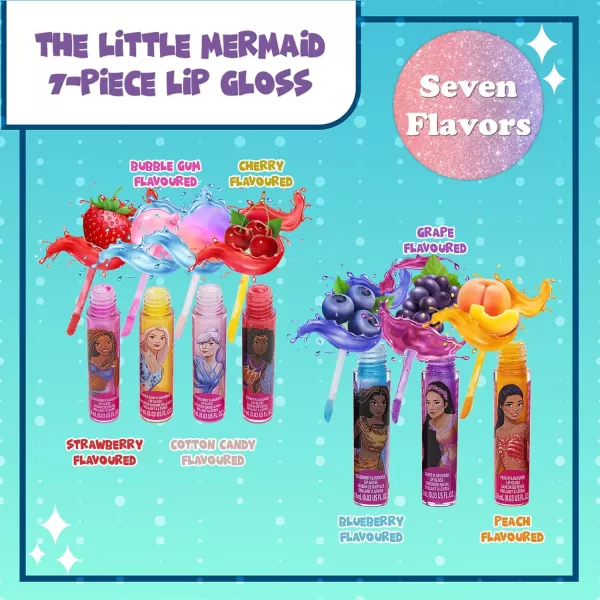 Disney The Little Mermaid 7 Piece Vegan Plant Based Party Favor Lip Gloss Makeup Set for Girls Kids Toddlers Toys Gift for 3 4 5 6 7 8 9 10 11 12 Years Old KidThe Little Mermaid 020 Ounce Pack of 1