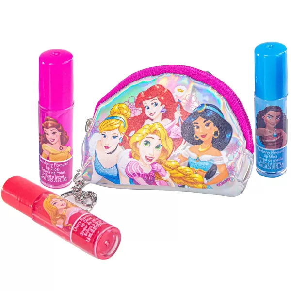 Townley Girl Disney Princess Vegan PlantBased 3 Piece RollOn Lip Gloss amp Coin Purse Bag for Kids and Girls Ages 3 Perfect for Parties Sleepovers amp MakeoversMulticolor 123 Ounce Pack of 1