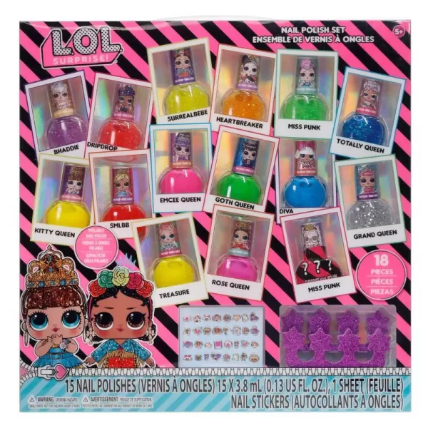 LOL Surprise Girl PeelOff Nail Polish Activity Set for Girls Ages 3 with 15 Nail Polish Colors Toe Spacers and Nail Stickers Perfect for Parties Sleepovers and MakeoversLOL Surprise Girl PeelOff Nail Polish Activity Set for Girls Ages 3 with 15 Nail Polish Colors Toe Spacers and Nail Stickers Perfect for Parties Sleepovers and Makeovers