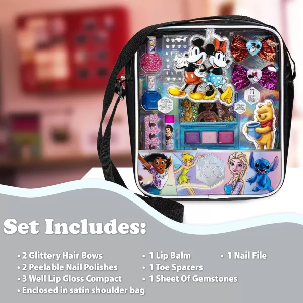 Disney 100 Shoulder Bag Makeup Set for Kids  Makeup Kit Includes Lip Balm Nail Polish Hair Bows ampamp More  Suitable for Ages 3 by Townley Girl