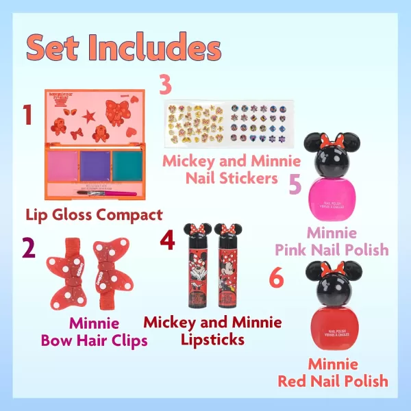 Disney Minnie Mouse  Townley Girl Cosmetic Makeup Gift Bag Set Includes Lip Gloss Nail Polish ampamp Hair Accessories for Kids Girls Ages 3 Perfect for Parties Sleepovers ampamp Makeovers