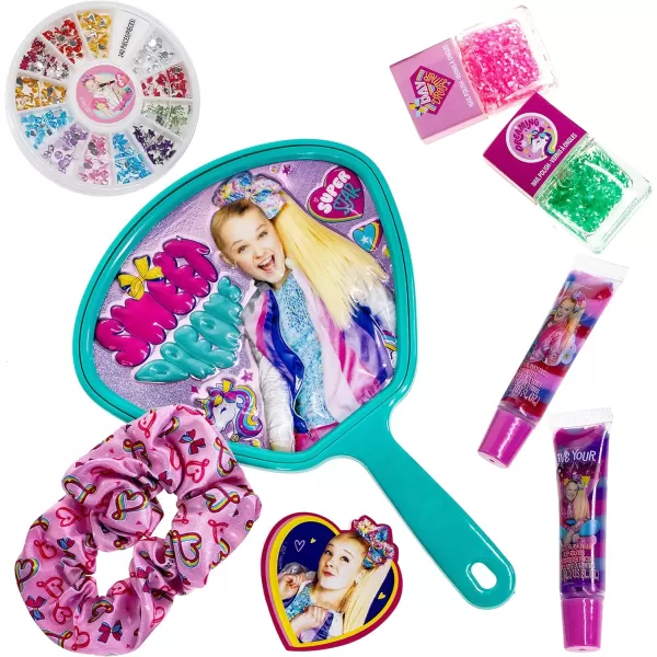 JoJo Siwa  Townley Girl Backpack Cosmetic Activity Set for Girls Ages 3 Makeup Hair Salon Kit Including Scrunchie Mirror Nail Polish Lip Gloss and More for Parties Sleepovers and Makeovers