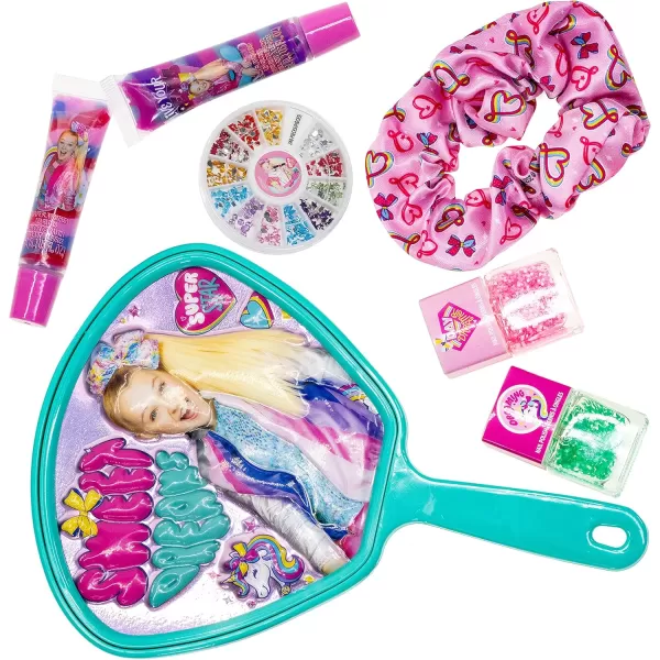 JoJo Siwa  Townley Girl Backpack Cosmetic Activity Set for Girls Ages 3 Makeup Hair Salon Kit Including Scrunchie Mirror Nail Polish Lip Gloss and More for Parties Sleepovers and Makeovers