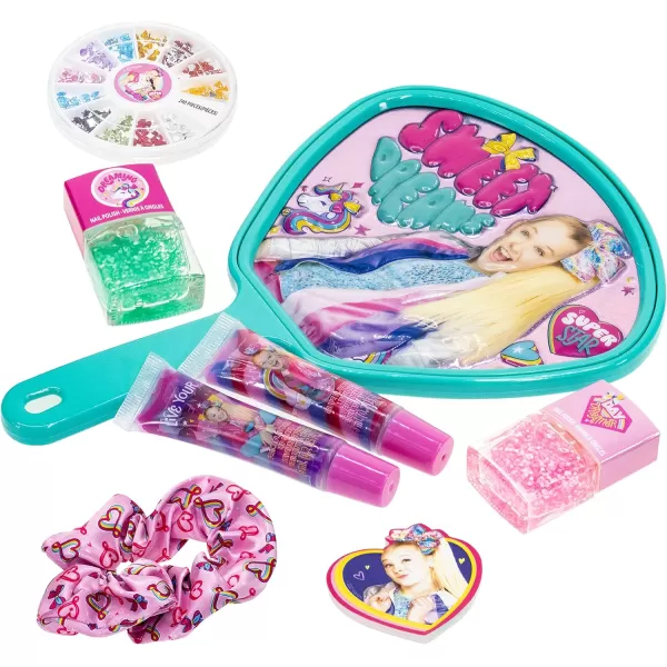 JoJo Siwa  Townley Girl Backpack Cosmetic Activity Set for Girls Ages 3 Makeup Hair Salon Kit Including Scrunchie Mirror Nail Polish Lip Gloss and More for Parties Sleepovers and Makeovers