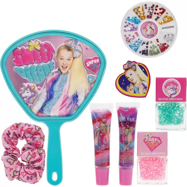 JoJo Siwa  Townley Girl Backpack Cosmetic Activity Set for Girls Ages 3 Makeup Hair Salon Kit Including Scrunchie Mirror Nail Polish Lip Gloss and More for Parties Sleepovers and Makeovers