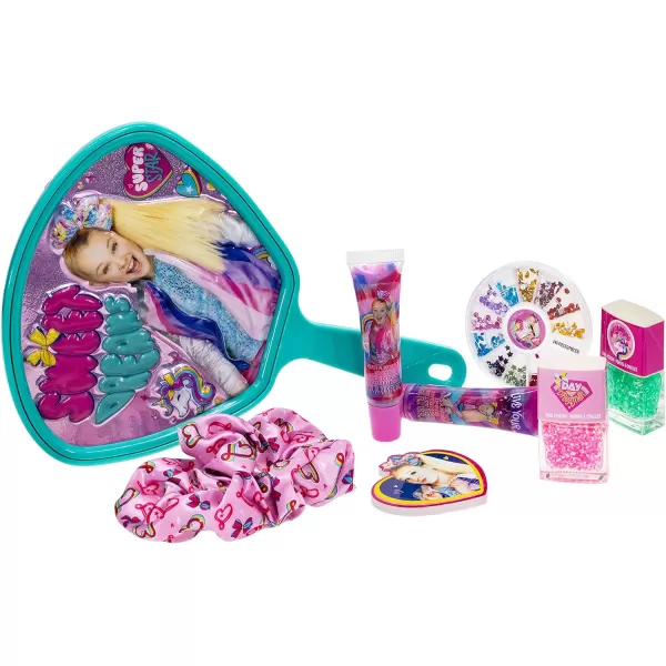 JoJo Siwa  Townley Girl Backpack Cosmetic Activity Set for Girls Ages 3 Makeup Hair Salon Kit Including Scrunchie Mirror Nail Polish Lip Gloss and More for Parties Sleepovers and Makeovers