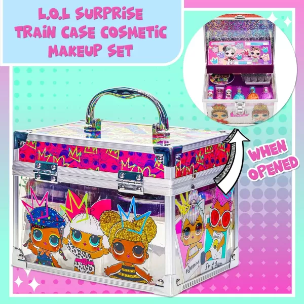 LOL Surprise Townley Girl Train Case Cosmetic Makeup Set Includes Lip Gloss Eye Shimmer Nail Polish Hair Accessories ampamp more for Kids Girls Ages 3 perfect for Parties Sleepovers ampamp MakeoversRegular