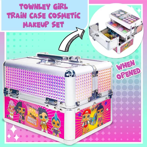 LOL Surprise Townley Girl Train Case Cosmetic Makeup Set Includes Lip Gloss Eye Shimmer Nail Polish Hair Accessories ampamp more for Kids Girls Ages 3 perfect for Parties Sleepovers ampamp MakeoversMega