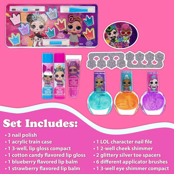 LOL Surprise Townley Girl Train Case Cosmetic Makeup Set Includes Lip Gloss Eye Shimmer Nail Polish Hair Accessories ampamp more for Kids Girls Ages 3 perfect for Parties Sleepovers ampamp MakeoversRegular