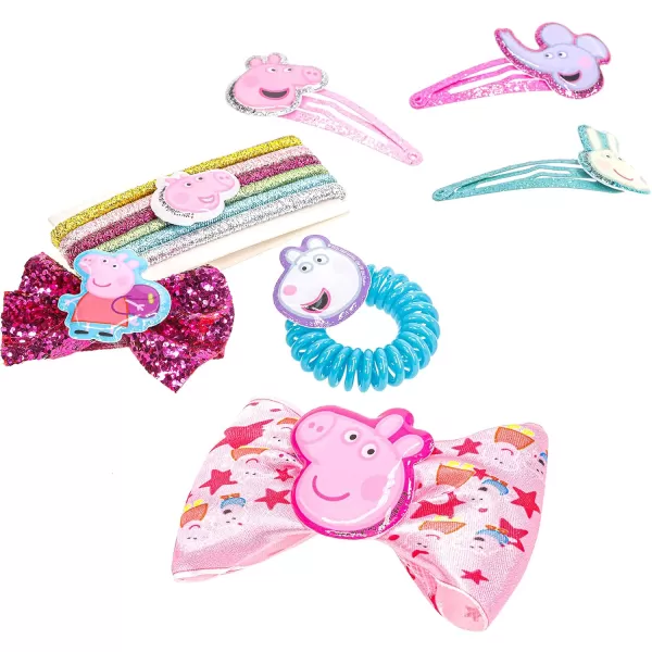 Peppa Pig  Townley Girl Backpack Cosmetic Makeup Gift Bag Set includes Hair Accessories and Printed PVC Backpack for Kids Girls Ages 3 perfect for Parties Sleepovers and Makeovers Multicolor