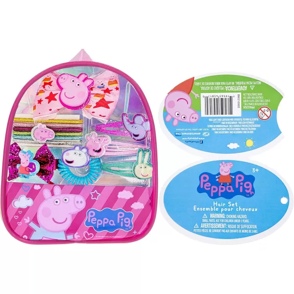 Peppa Pig  Townley Girl Backpack Cosmetic Makeup Gift Bag Set includes Hair Accessories and Printed PVC Backpack for Kids Girls Ages 3 perfect for Parties Sleepovers and Makeovers Multicolor