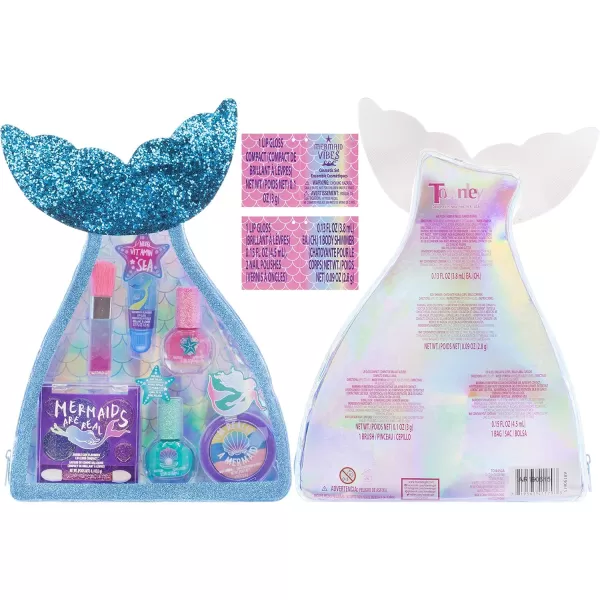 Townley Girl Mermaid Vibes Makeup Set with 8 Pieces Including Lip Gloss Nail Polish Body Shimmer and More in Mermaid Bag Ages 3 for Parties Sleepovers and Makeovers