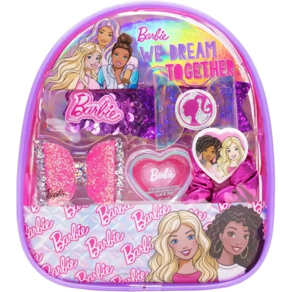 Barbie  Townley Girl Backpack Cosmetic Makeup Gift Bag Set includes Hair Accessories and Printed PVC Backpack for Kids Girls Ages 3 perfect for Parties Sleepovers and Makeovers