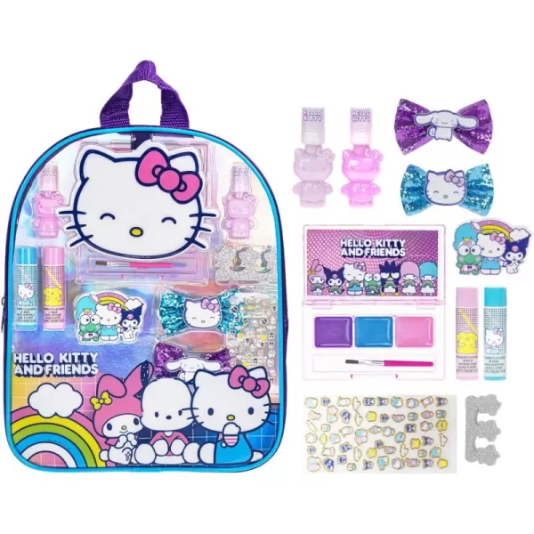 Hello Kitty and Friends Townley Girl Makeup Filled Backpack Set with 12 Pieces Including Lip Gloss Nail Polish Nail Stones and Other Accessories Ages 3 for Parties Sleepovers and Makeovers