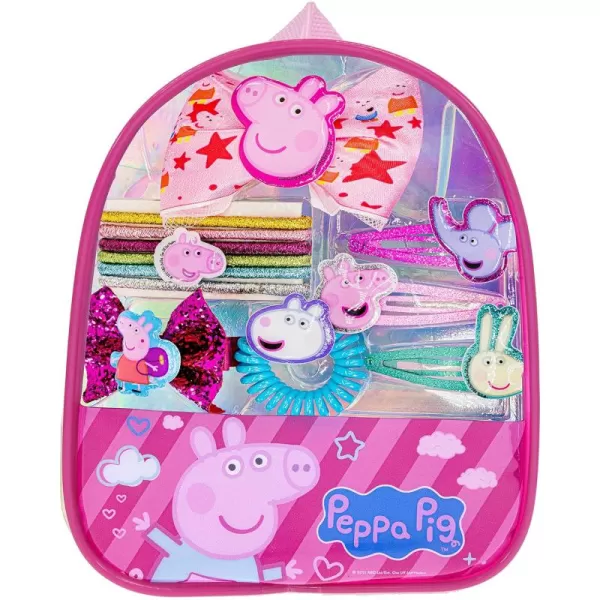 Peppa Pig  Townley Girl Backpack Cosmetic Makeup Gift Bag Set includes Hair Accessories and Printed PVC Backpack for Kids Girls Ages 3 perfect for Parties Sleepovers and Makeovers Multicolor