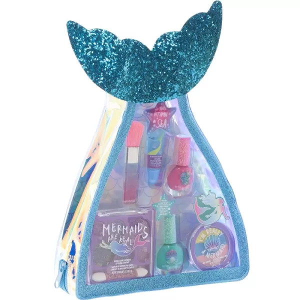 Townley Girl Mermaid Vibes Makeup Set with 8 Pieces Including Lip Gloss Nail Polish Body Shimmer and More in Mermaid Bag Ages 3 for Parties Sleepovers and Makeovers