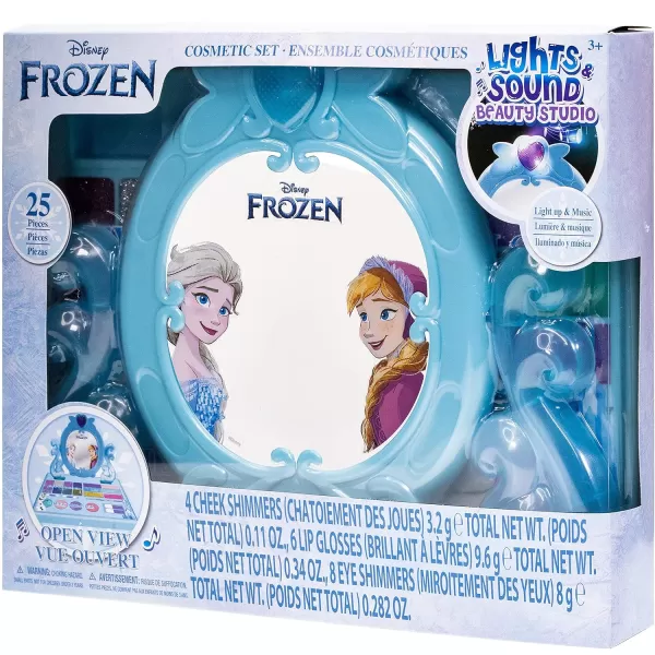 Disney Frozen  Townley Girl Cosmetic Vanity Compact Makeup Set with Mirror ampamp Builtin Music Includes Lip Gloss Shimmer ampamp Brushes for Kids Girls Ages 3 perfect for Parties Sleepovers and Makeovers