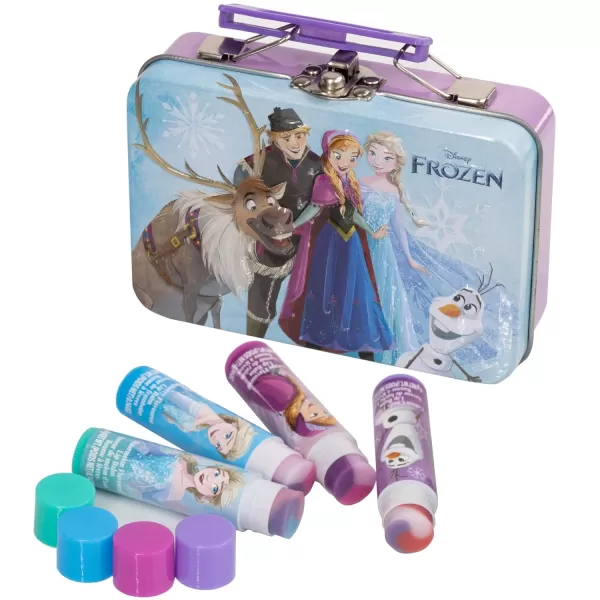 Disney Frozen  Townley Girl Plant Based 4 Pcs Flavoured Lip Balm with Tin Case Makeup Cosmetic Set for Kids ampamp Girls Ages 3 Perfect for Parties Sleepovers Makeovers ampamp Birthday Gifts