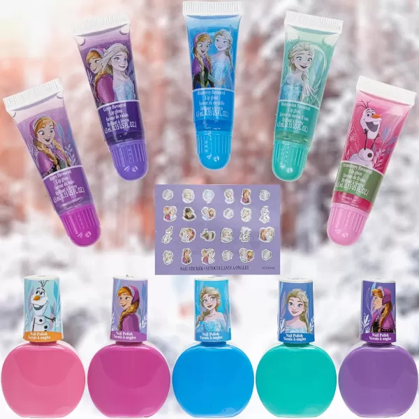 Disney Princess Sparkly Cosmetic Makeup Set for Girls with Lip Gloss Nail Polish Nail Stickers  11 PcsPerfect for Parties Sleepovers Makeovers Birthday Gift for Girls 3Disney Frozen