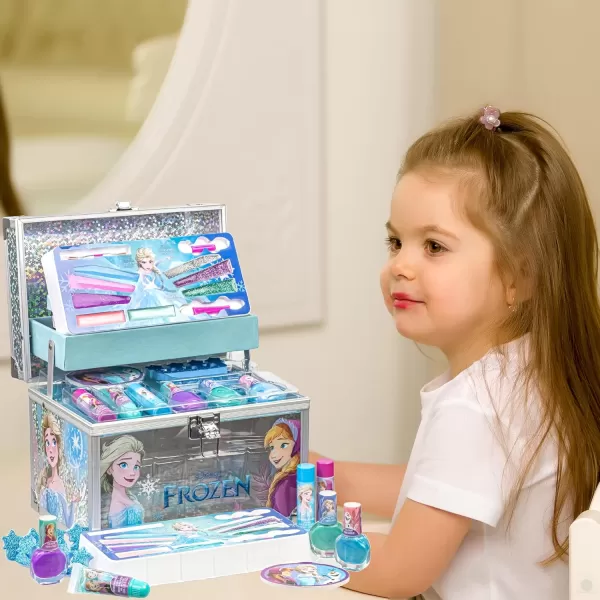 Disney Princess Train Case Girls Beauty Set Kids Makeup Kit for Girls Real Washable Toy Makeup Set Play Makeup Pretend Play Party Favor Birthday Toys Ages 3 4 5 6 7 8 9 10 11 12Disney Frozen