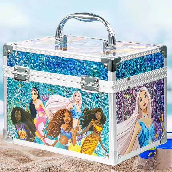 Disney Princess Train Case Girls Beauty Set Kids Makeup Kit for Girls Real Washable Toy Makeup Set Play Makeup Pretend Play Party Favor Birthday Toys Ages 3 4 5 6 7 8 9 10 11 12Little Mermaid