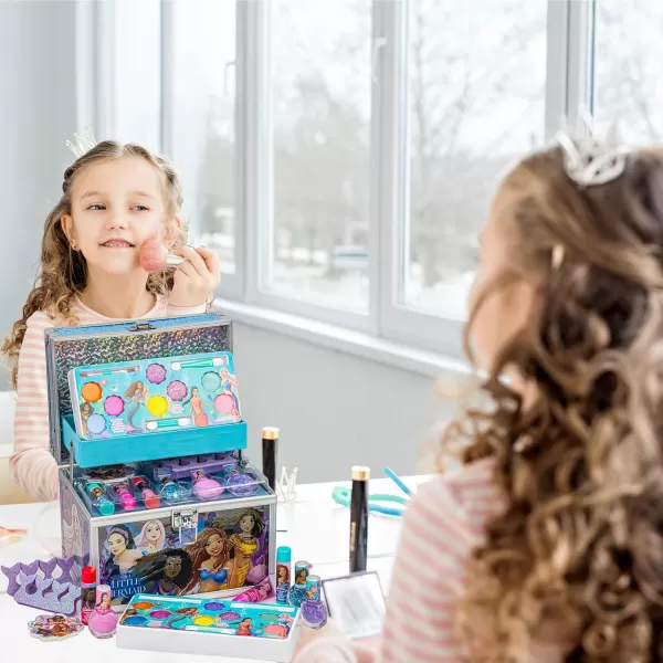 Disney Princess Train Case Girls Beauty Set Kids Makeup Kit for Girls Real Washable Toy Makeup Set Play Makeup Pretend Play Party Favor Birthday Toys Ages 3 4 5 6 7 8 9 10 11 12Little Mermaid