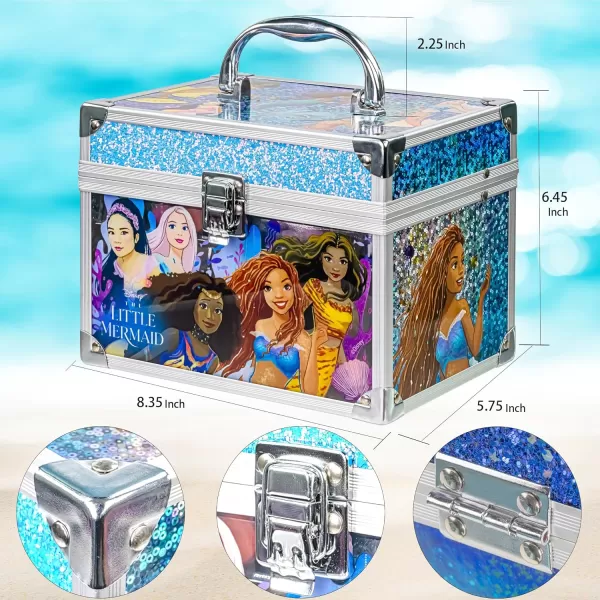 Disney Princess Train Case Girls Beauty Set Kids Makeup Kit for Girls Real Washable Toy Makeup Set Play Makeup Pretend Play Party Favor Birthday Toys Ages 3 4 5 6 7 8 9 10 11 12Little Mermaid