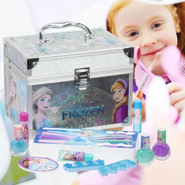 Disney Princess Train Case Girls Beauty Set Kids Makeup Kit for Girls Real Washable Toy Makeup Set Play Makeup Pretend Play Party Favor Birthday Toys Ages 3 4 5 6 7 8 9 10 11 12Disney Frozen