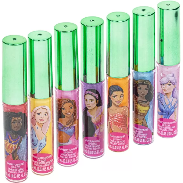 Disney The Little Mermaid 7 Piece Vegan Plant Based Party Favor Lip Gloss Makeup Set for Girls Kids Toddlers Toys Gift for 3 4 5 6 7 8 9 10 11 12 Years Old KidThe Little Mermaid