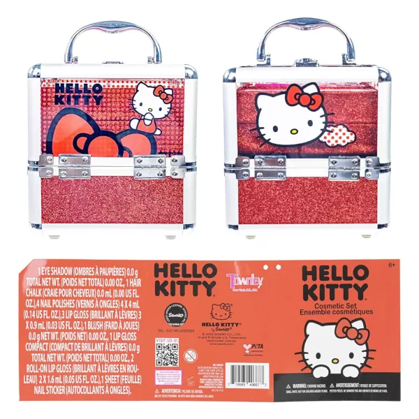 Hello Kitty  Townley Girl Train Case Cosmetic Makeup Set Includes Lip Gloss Eye Shimmer Nail Polish Hair Accessories ampamp More For Girls Ages 3 Perfect for Parties ampamp Makeovers