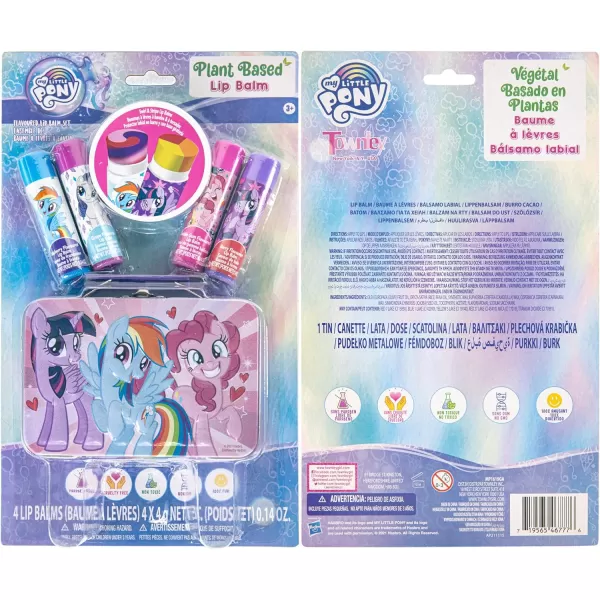 My Little Pony 4 Pack Vegan Lip Balm with Collectible Tin Case for Girls Ages 3